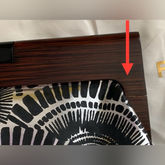 ✨RARE✨ TRINA TURK METALLIC LEATHER + WOOD Clutch Bag Purse NEW - Picture 9 of 16